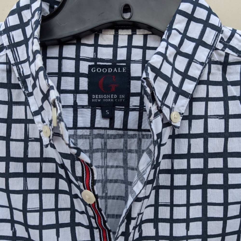 Goodale Rogan Short Navy Paint Check short sleeve button up